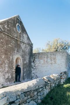 Stone walls and a side view of the original Nieuwoudtville church